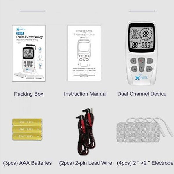 X-Pool Fizyopol Tens EMS Masaj Cihazı Fonksiyonel Kolay Kullanım 2 Kanal 22 Program