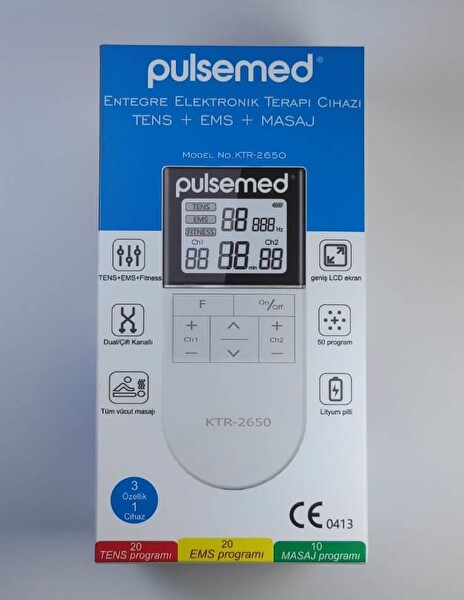 Pulsemed KTR-2650 TENS-EMS Masaj İşlevli Şarj Edilebilir Pil ve Saklama Kutulu Tens Cihaz