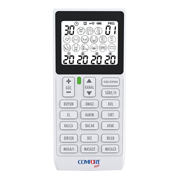 Comfort Plus M101A-WH2 4 Kanallı 8 Pedli 60 Programlı Şarjlı Dijital EMS & TENS Türkçe Fizik Tedavi ve Masaj