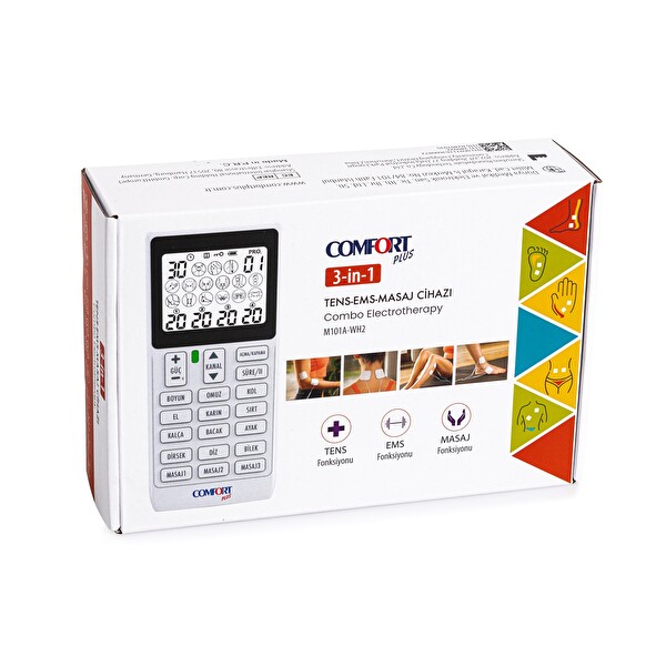 Comfort Plus M101A-WH2 4 Kanallı 8 Pedli 60 Programlı Şarjlı Dijital EMS & TENS Türkçe Fizik Tedavi ve Masaj