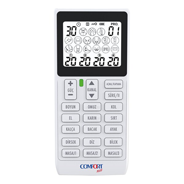 Comfort Plus M101A-WH2 4 Kanallı 8 Pedli 60 Programlı Şarjlı Dijital EMS & TENS Türkçe Fizik Tedavi ve Masaj