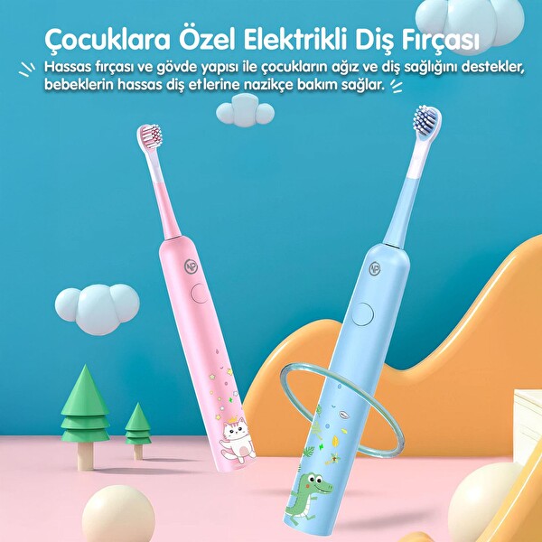 NPO Nicefeel X500 Çocuklar İçin Dakikada 39600 Titreşim Şarjlı Sonic Diş Fırçası Mavi