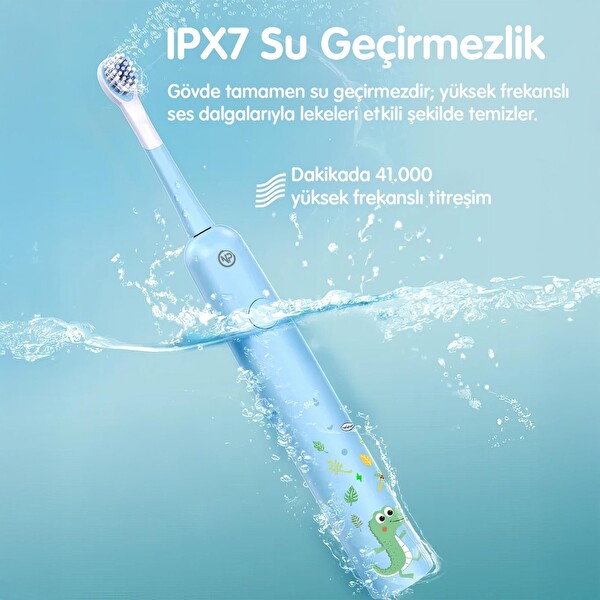 NPO Nicefeel X500 Çocuklar İçin Dakikada 39600 Titreşim Şarjlı Sonic Diş Fırçası Mavi