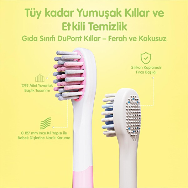 NPO Nicefeel X500 Çocuklar İçin Dakikada 39600 Titreşim Şarjlı Sonic Diş Fırçası Pembe