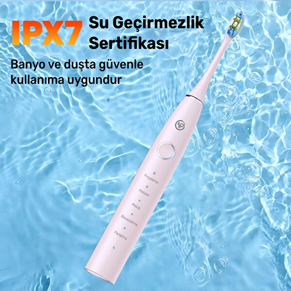 NPO Nicefeel X610-Z Dakikada 40000 Titreşim Şarjlı Sonic Profesyonel Diş Fırçası Pembe