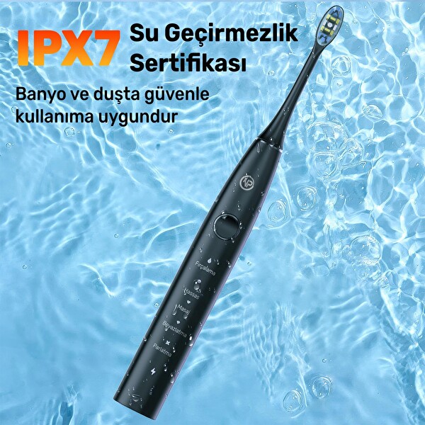NPO Nicefeel X610-Z Dakikada 40000 Titreşim Şarjlı Sonic Profesyonel Diş Fırçası Siyah