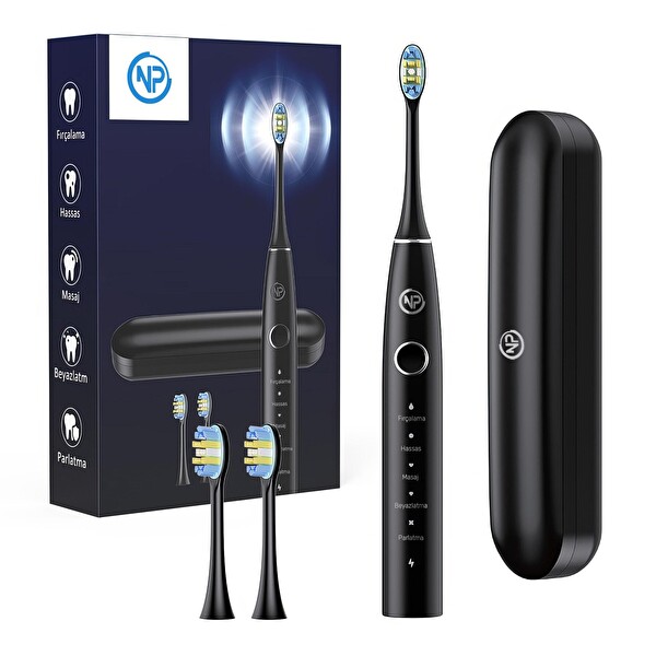 NPO Nicefeel X610-Z Dakikada 40000 Titreşim Şarjlı Sonic Profesyonel Diş Fırçası Siyah