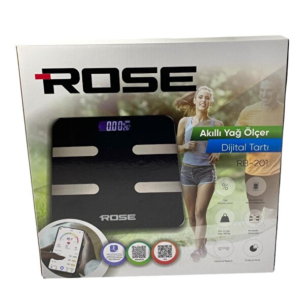 Rose RB-201 Akıllı Yağ Ölçer Dijital Tartı Siyah