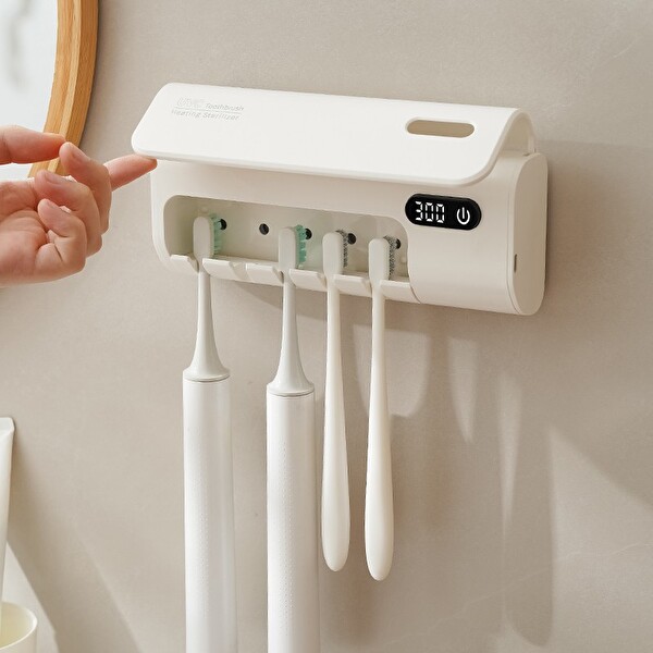 Mioji Mio UV5F Pro 2600 mAh Şarj Edilebilir UV Sterilizatörü Diş Fırçası Tutucusu Beyaz