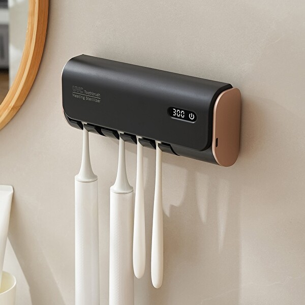 Mioji Mio UV5F Pro 2600 mAh Şarj Edilebilir UV Sterilizatörü Diş Fırçası Tutucusu Siyah