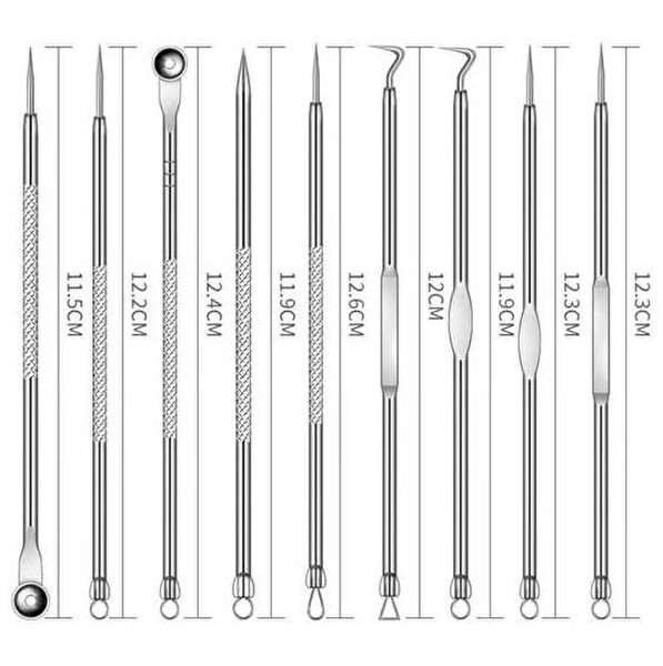 ZHL Tools 11 Parça Siyah Nokta Sivilce Temizleyici Cilt Bakım Komedon Seti Kutulu