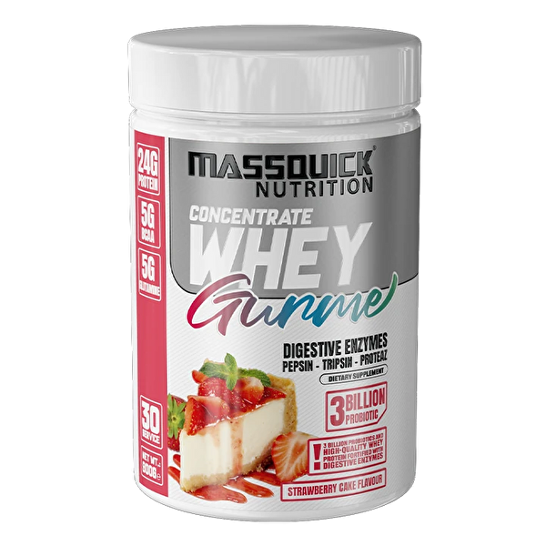 MassQuick Gurme Whey Protein Tozu 900 GR Çilekli Pasta Aromalı