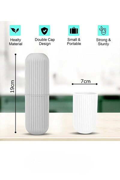 Mithra Life Seyahat Tipi Gri Plastik Diş Fırçası Gözlük Aksesuar Saklama Kutusu MIT1209