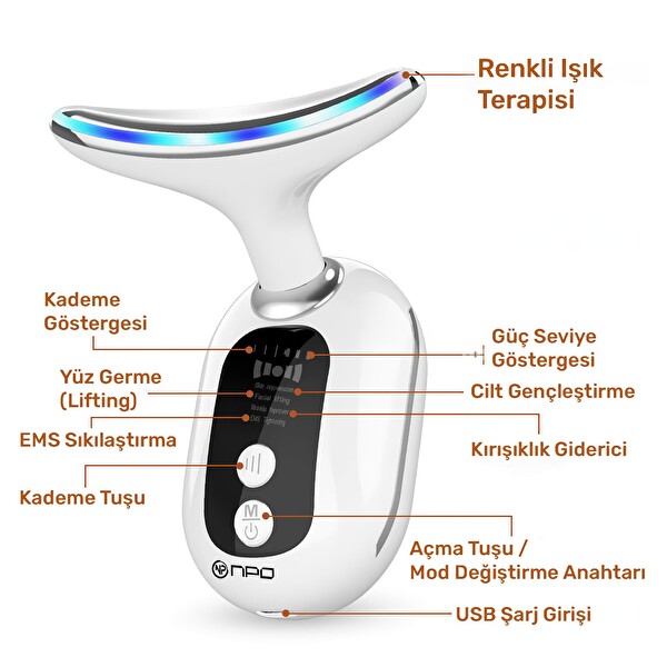 NPO NPB02 EMS LED Masajlı Cilt Sıkılaştırıcı Güzellik Masaj Aleti