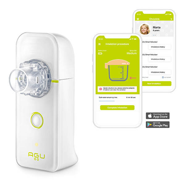 Agu Baby Telefon Bağlantılı Kompakt Sessiz Çocuk-Bebek İçin Akıllı Mesh Nebulizatör Solunum Cihazı