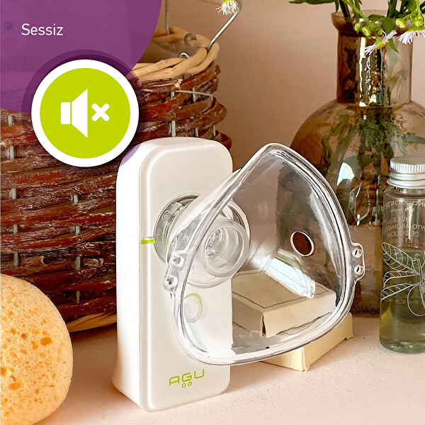 Agu Baby Telefon Bağlantılı Kompakt Sessiz Çocuk-Bebek İçin Akıllı Mesh Nebulizatör Solunum Cihazı