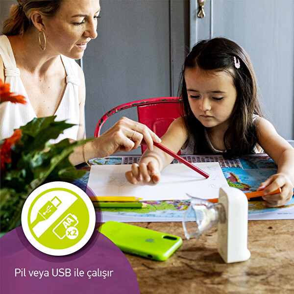 Agu Baby Telefon Bağlantılı Kompakt Sessiz Çocuk-Bebek İçin Akıllı Mesh Nebulizatör Solunum Cihazı