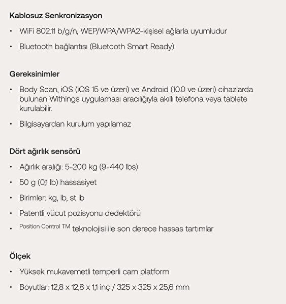Withings Body Scan WBS08 -Inter Vücut Tarayıcı Tartı-Siyah