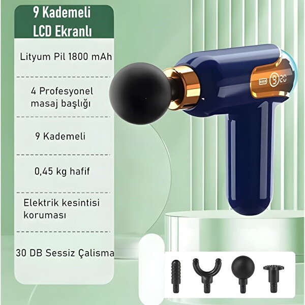 Merxas Darbeli Titreşimli Şarjlı Sporcu Masaj Tabancası 4 Başlıklı Beyaz