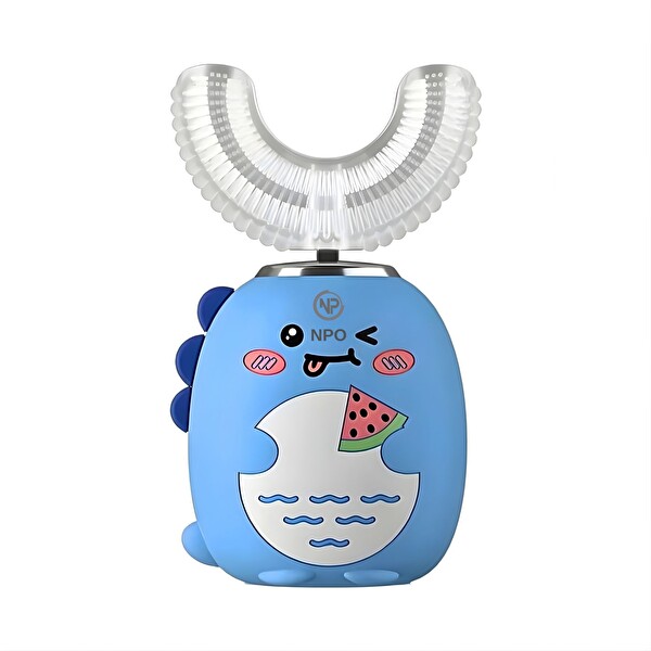 NPO 208 Şarjlı Ultrasonik 3 Modlu U Dizayn Çocuk Diş Fırçası - Mavi