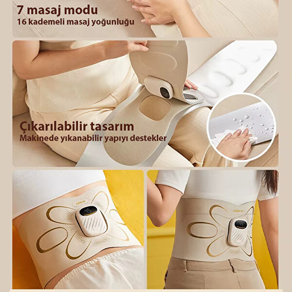 Ezere SlimBelt Pro EMS Isıtmalı Dijital Ekranlı Şarjlı 3 Kademeli Egzersiz Kemeri Bel Ve Karın Masaj Aleti