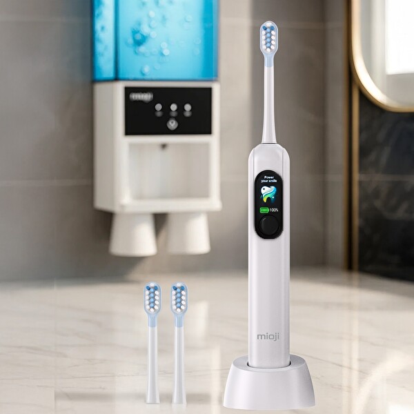 Mioji Oral B8 Care Şarj Edilebilir Diş Fırçası Beyaz - Toplam 4 Adet Fırça Başlık