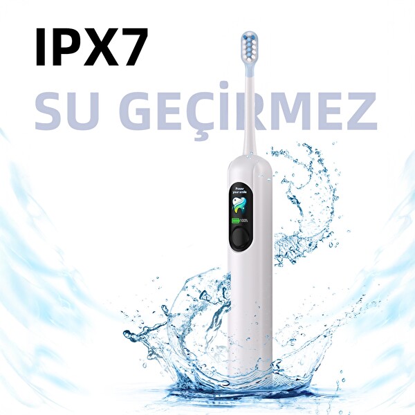 Mioji Oral B8 Care Şarj Edilebilir Diş Fırçası Beyaz - Toplam 4 Adet Fırça Başlık