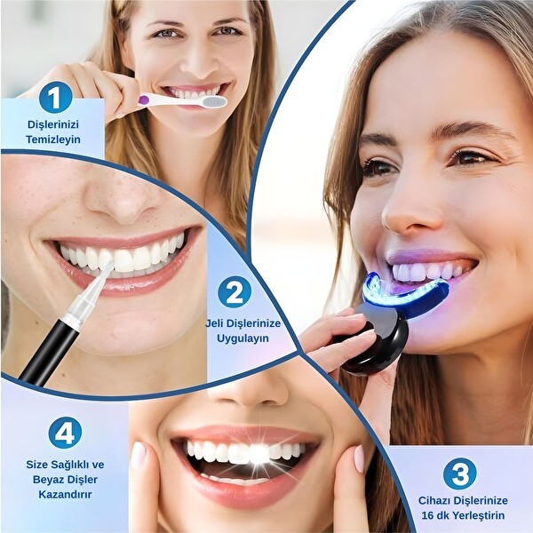 NPO IL32 Mavi Kırmızı Işık Teknolojili 32 Ledli 3 Beyazlatma Jelli Hızlı Diş Beyazlatma Kiti