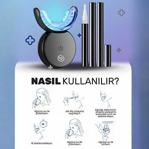 NPO IL32 Mavi Kırmızı Işık Teknolojili 32 Ledli 3 Beyazlatma Jelli Hızlı Diş Beyazlatma Kiti