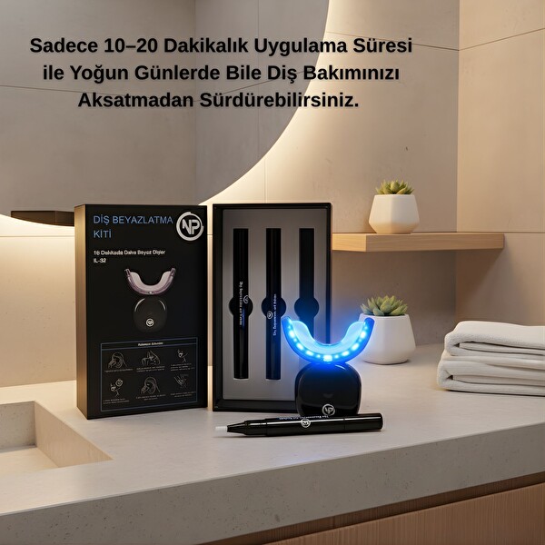 NPO IL32 Mavi Kırmızı Işık Teknolojili 32 Ledli 3 Beyazlatma Jelli Hızlı Diş Beyazlatma Kiti