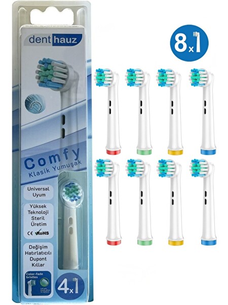 Rovexa Comfy - Klasik Yumuşak Oral B Şarjlı Diş Fırçası Yedek Başlığı - 8 Adet Yedek Başlık