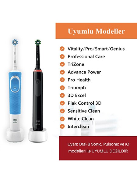 Rovexa 3D Maxcare - 3 Boyutlu Temiizlik Oral B Şarjlı Diş Fırçası Yedek Başlığı - 8 Adet Yedek Başlık
