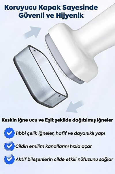 Sheland 120 Titanyum İğneli 30 ml Collagen Serum Ayarlanabilir İğne Ölçülü 0.25–2.0 mm Dermastamp