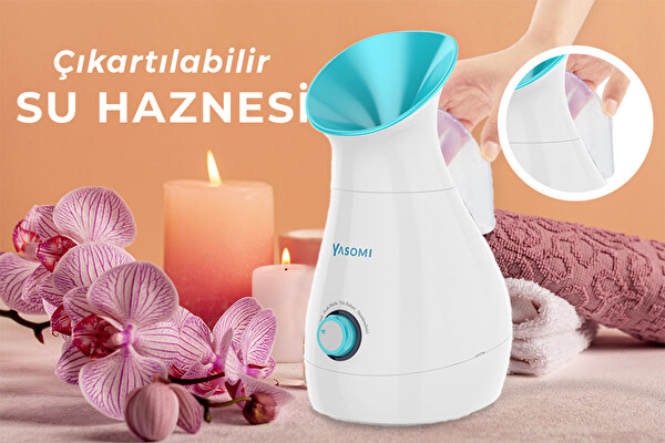 Yasomi NV8318 Aromaterapi 3ü1 arada Havlu Isıtıcı Cilt Nemlendirici ve Yüz Buharı Cihazı Mavi