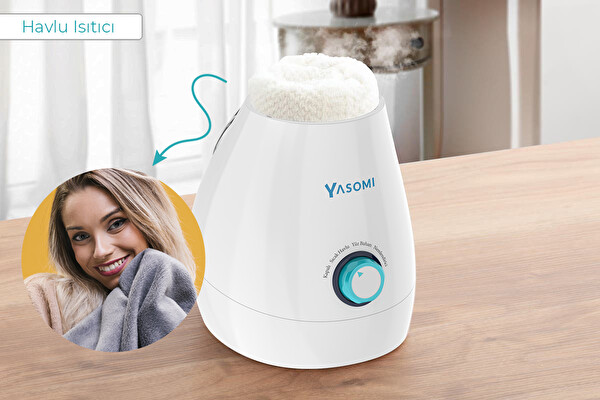 Yasomi NV8318 Aromaterapi 3ü1 arada Havlu Isıtıcı Cilt Nemlendirici ve Yüz Buharı Cihazı Mavi