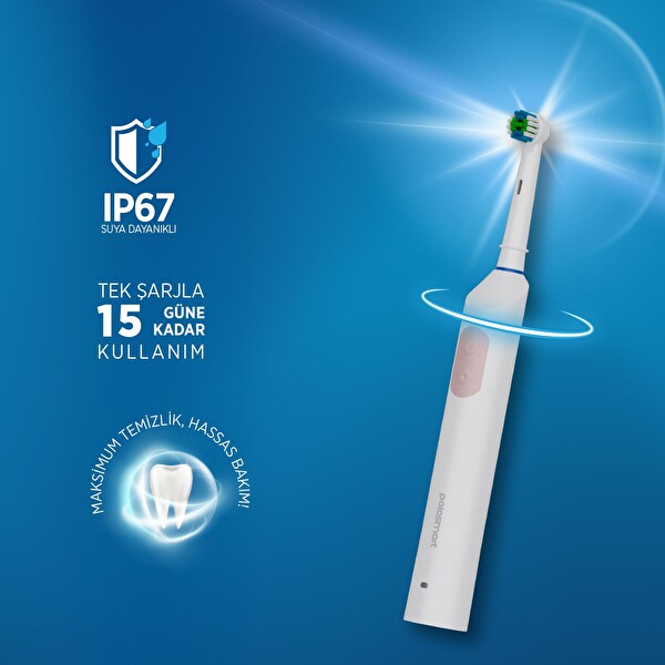 Polosmart PSC82 Şarjlı 5 Modlu IP67 Suya Dayanıklı Diş Fırçası Pembe