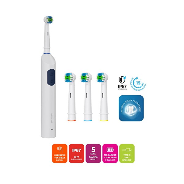 Polosmart PSC82 Şarjlı 5 Modlu IP67 Suya Dayanıklı Diş Fırçası Navy