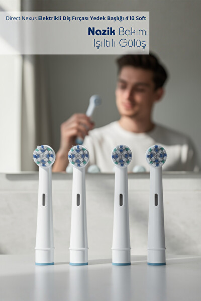 Direct Nexus Oral-B Uyumlu Yumuşak Elektrikli Diş Fırçası Yedek Başlığı 4’lü (Soft)