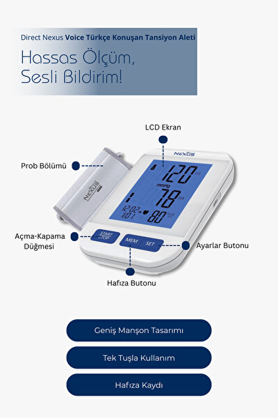 Direct Nexus Konuşan Otomatik Koldan Dijital Tansiyon Aleti