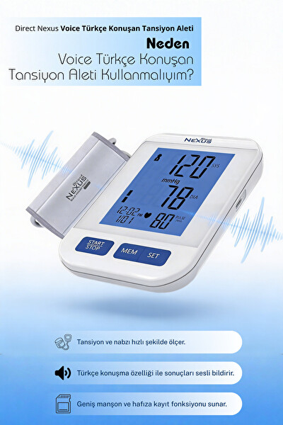 Direct Nexus Konuşan Otomatik Koldan Dijital Tansiyon Aleti