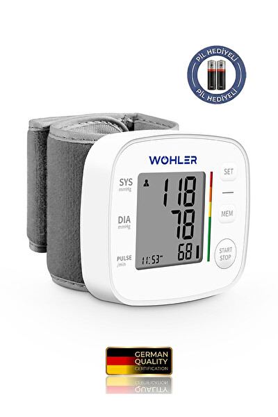 Wohler Bilekten Ölçer Dijital Tansiyon Aleti Nabız Ölçer 2 x 120 Ölçüm Hafıza Saklama Kutulu