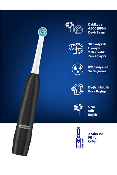 Wohler Değiştirilebilir Başlıklı Pilli Diş Fırçası FDA Onaylı