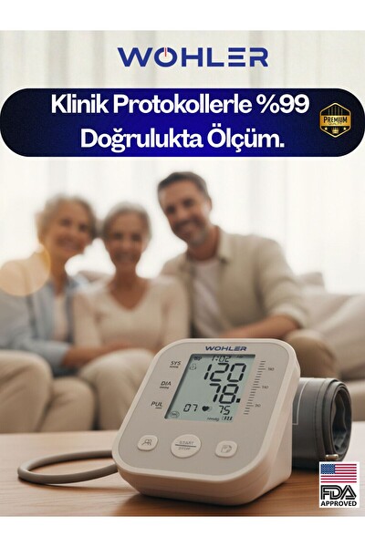Wohler Konuşan Üst Koldan Ölçer Dijital Tansiyon Aleti Nabız Ölçer USB Girişli 99 Ölçüm Hafıza Çantalı