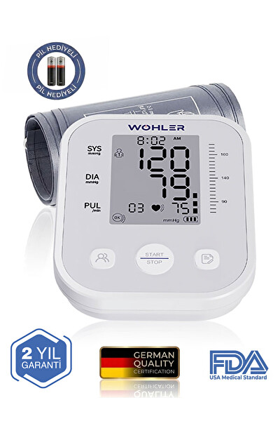 Wohler Üst Koldan Ölçer Dijital Tansiyon Aleti Nabız Ölçer USB Girişli 99 Ölçüm Hafıza Çantalı