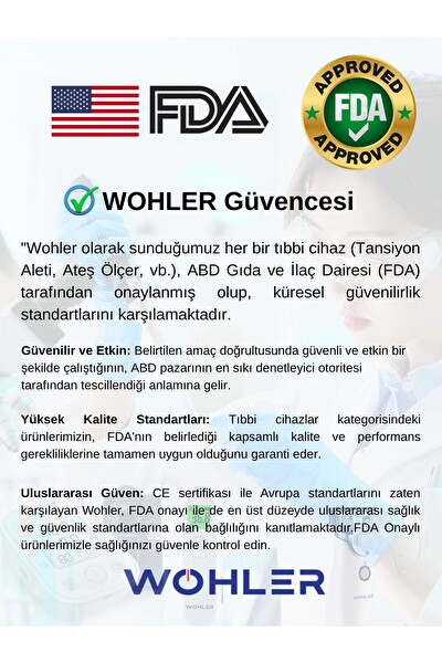 Wohler Üst Koldan Ölçer Dijital Tansiyon Aleti Nabız Ölçer USB Girişli 99 Ölçüm Hafıza Çantalı