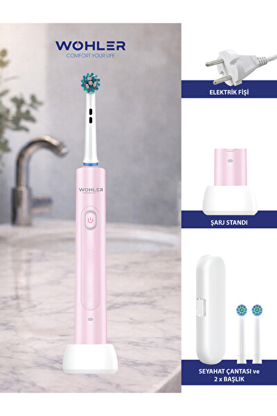 Wohler Değiştirilebilir Başlıklı Şarj Edilebilir Elektrikli Diş Fırçası Pembe