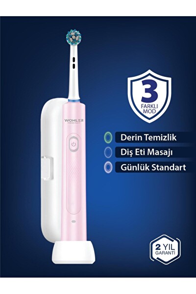 Wohler Değiştirilebilir Başlıklı Şarj Edilebilir Elektrikli Diş Fırçası Pembe