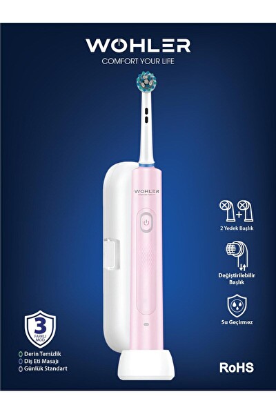 Wohler Değiştirilebilir Başlıklı Şarj Edilebilir Elektrikli Diş Fırçası Pembe