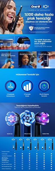 Oral-B iO2 Şarjlı Elektrikli Diş Fırçası 2'li Set - Siyah ve Orman Yeşili - 2 Fırça Başlığı - Seyahat Kabı