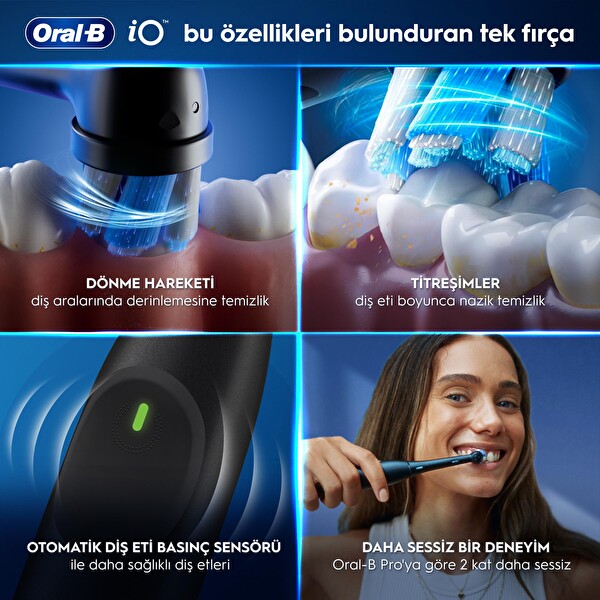 Oral-B iO2 Şarjlı Elektrikli Diş Fırçası 2'li Set - Siyah ve Orman Yeşili - 2 Fırça Başlığı - Seyahat Kabı